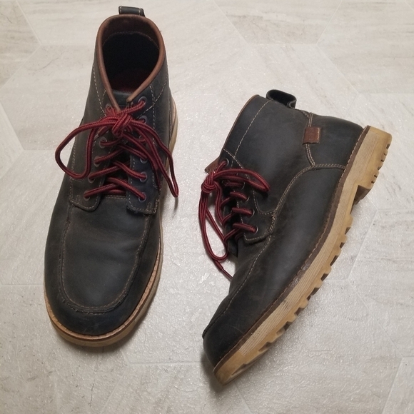 KEEN The 59 Black Oiled Leather Lace-up Hiking Work Moc Toe Boot Mens 9M - Picture 2 of 9